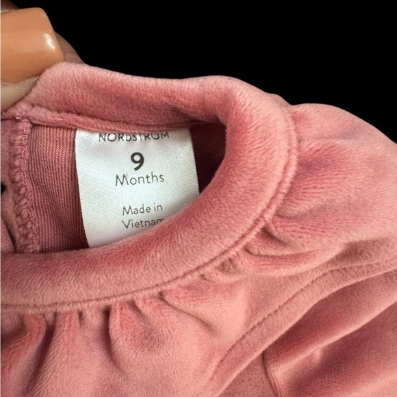 Nordstrom Baby Girl Pink Velour  Dress sz 9m (k212 - Picture 4 of 4